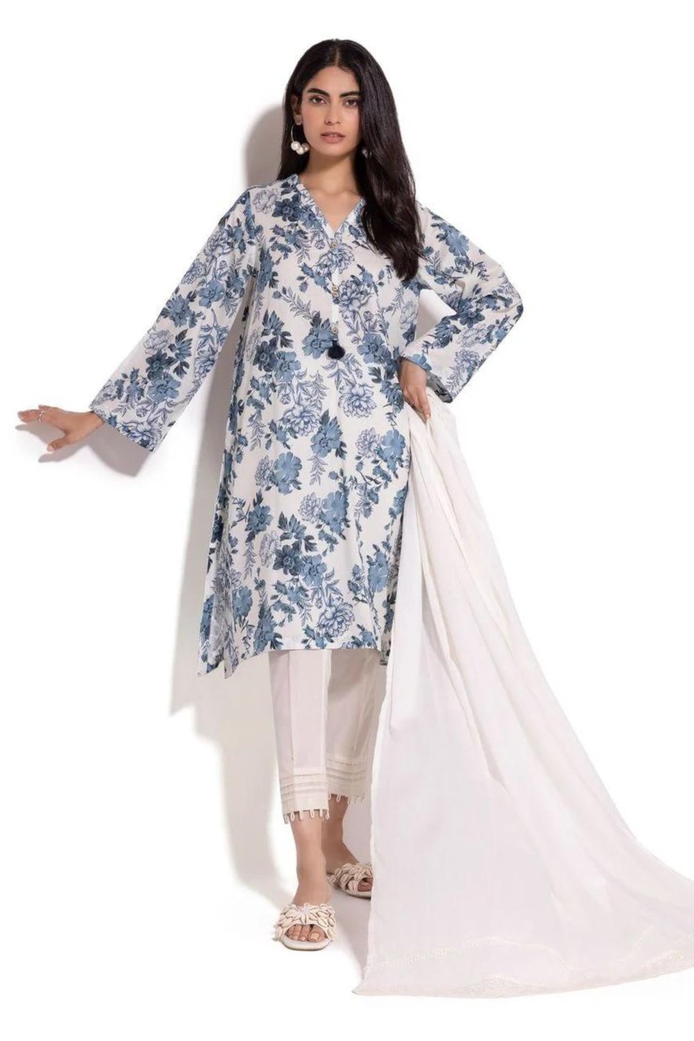 Khaadi Smart Long Sleeve Cotton Kurtis 1pc - ZARF