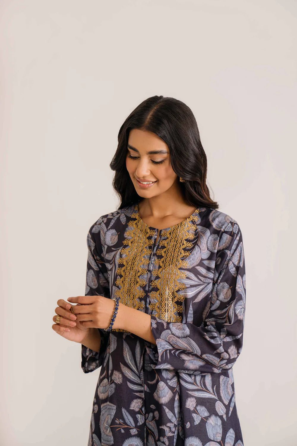 Nishat Linen Black Printed Lawn Shirt 1pc - ZARF