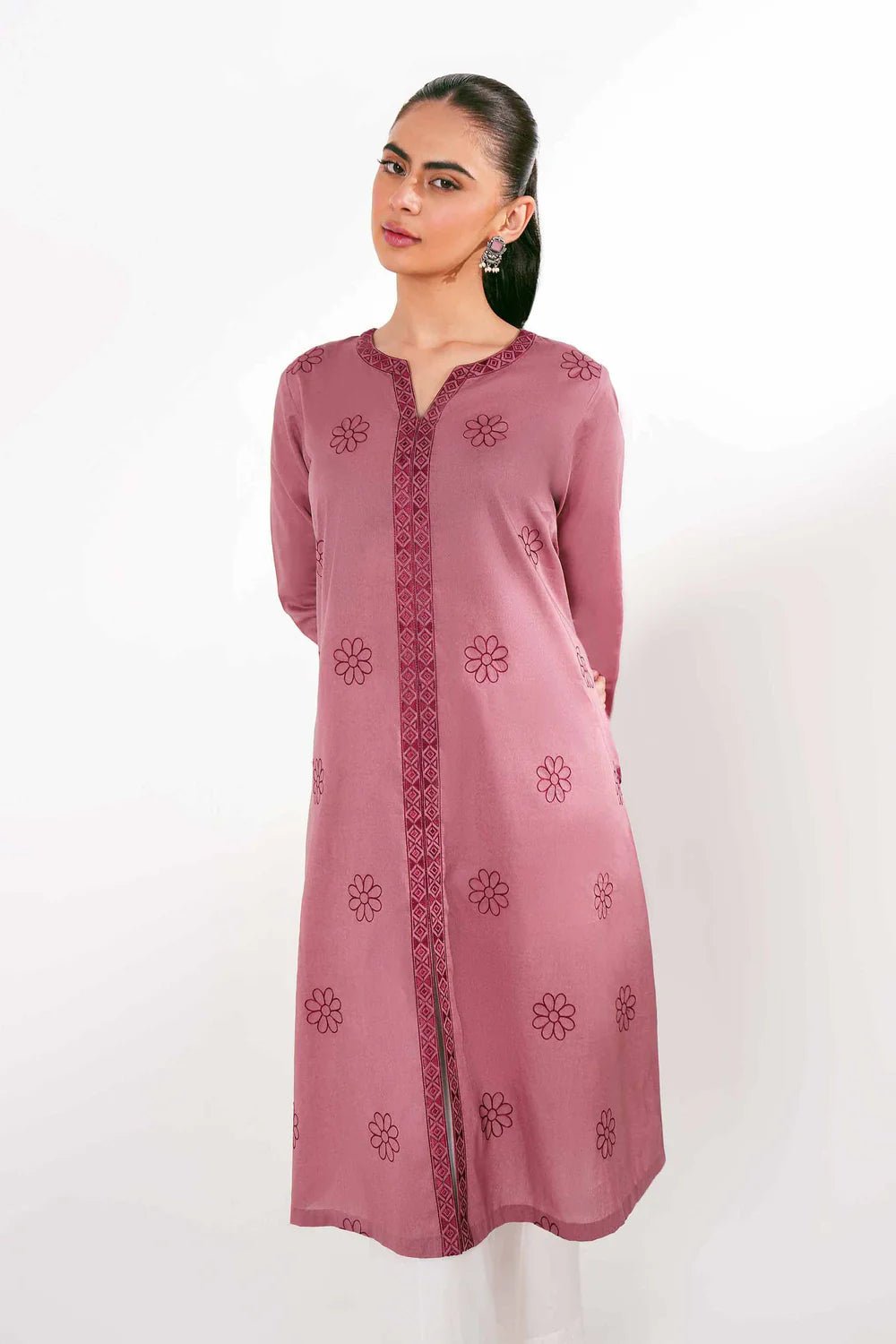 Nishat Linen Tea Pink Cambric Shirt 1pc - ZARF