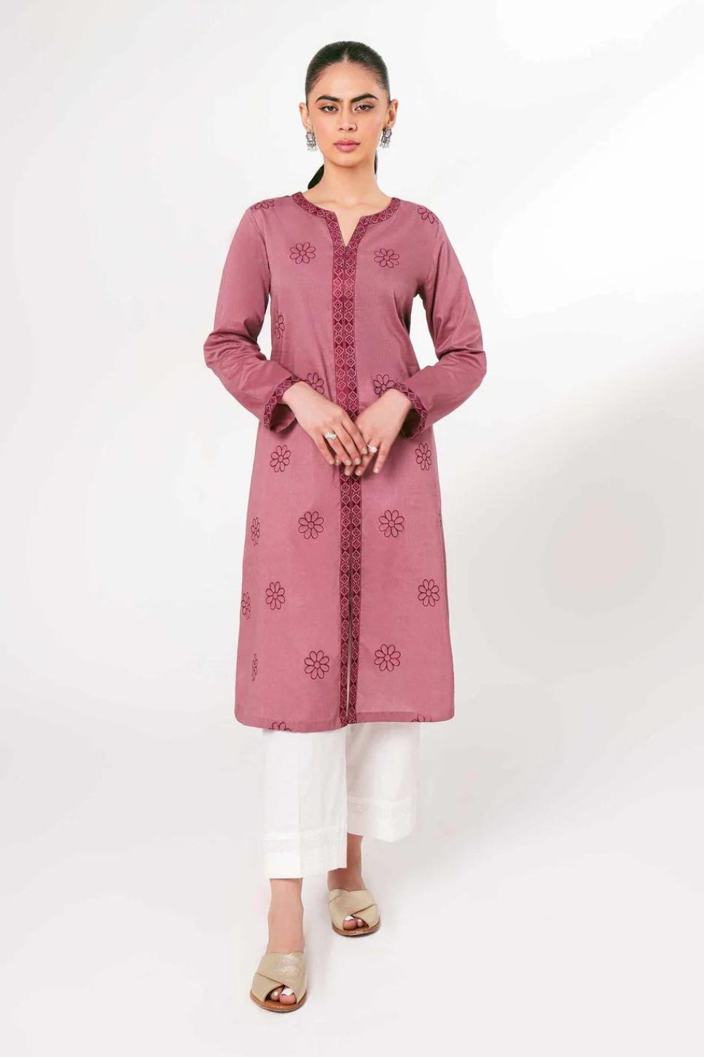 Nishat Linen Tea Pink Cambric Shirt 1pc - ZARF