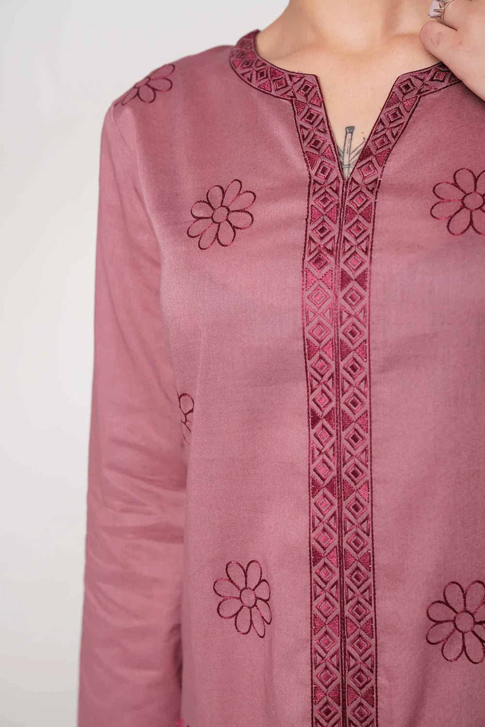 Nishat Linen Tea Pink Cambric Shirt 1pc - ZARF